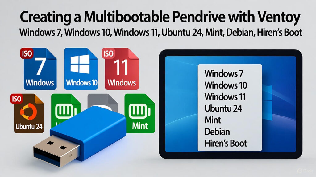 MultiBoot pendrive windows 7, 10, 11, Linux, Ubuntu, Debian, Hiren`s Boot, Clonezilla